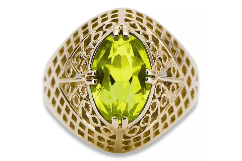 Anillo Estilo vintage Peridoto amarillo Oro amarillo de 14 quilates vrc030y